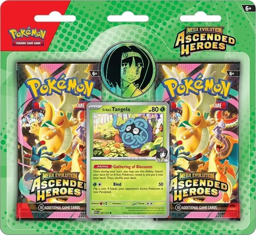 Mega Evolution Ascended Heroes Collection: Erika 2-Pack Blister - Brand New & Sealed!